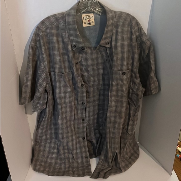 RedHead Other - Red head Gray Casual Button Down Shirt with Plaid Pattern sku:C16